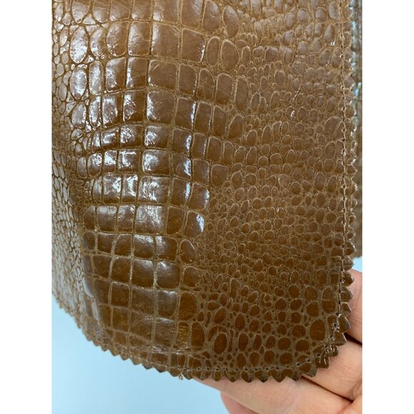 Bradley Bayou Brown Croc-Embossed Shiny Leather Blazer Jacket 2X EUC 8165 - Picture 8 of 10